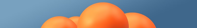Orange bollar mot blå bakgrund.