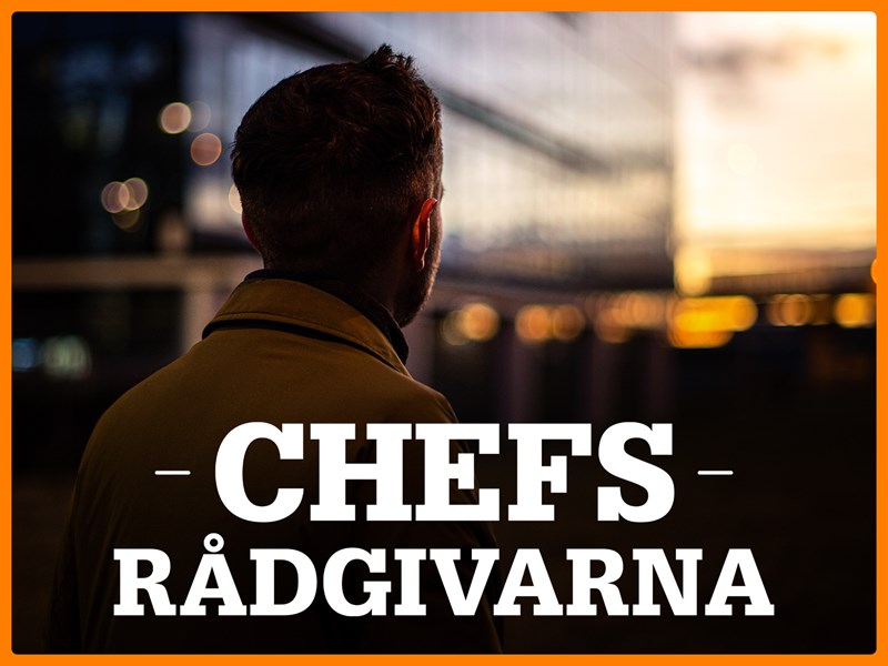 Person fotograferad bakifrån. Text: Chefsrådgivarna.
