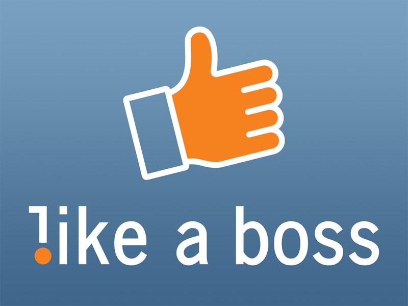 Bild på tumme upp och text: Like a boss.