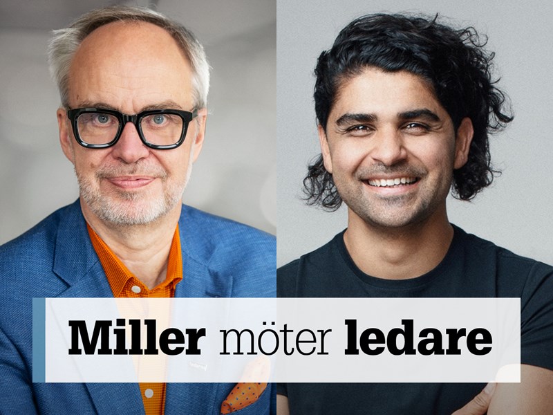 Omslag för podden Miller möter ledare – bild på Andreas Miller och Tahero Nori.